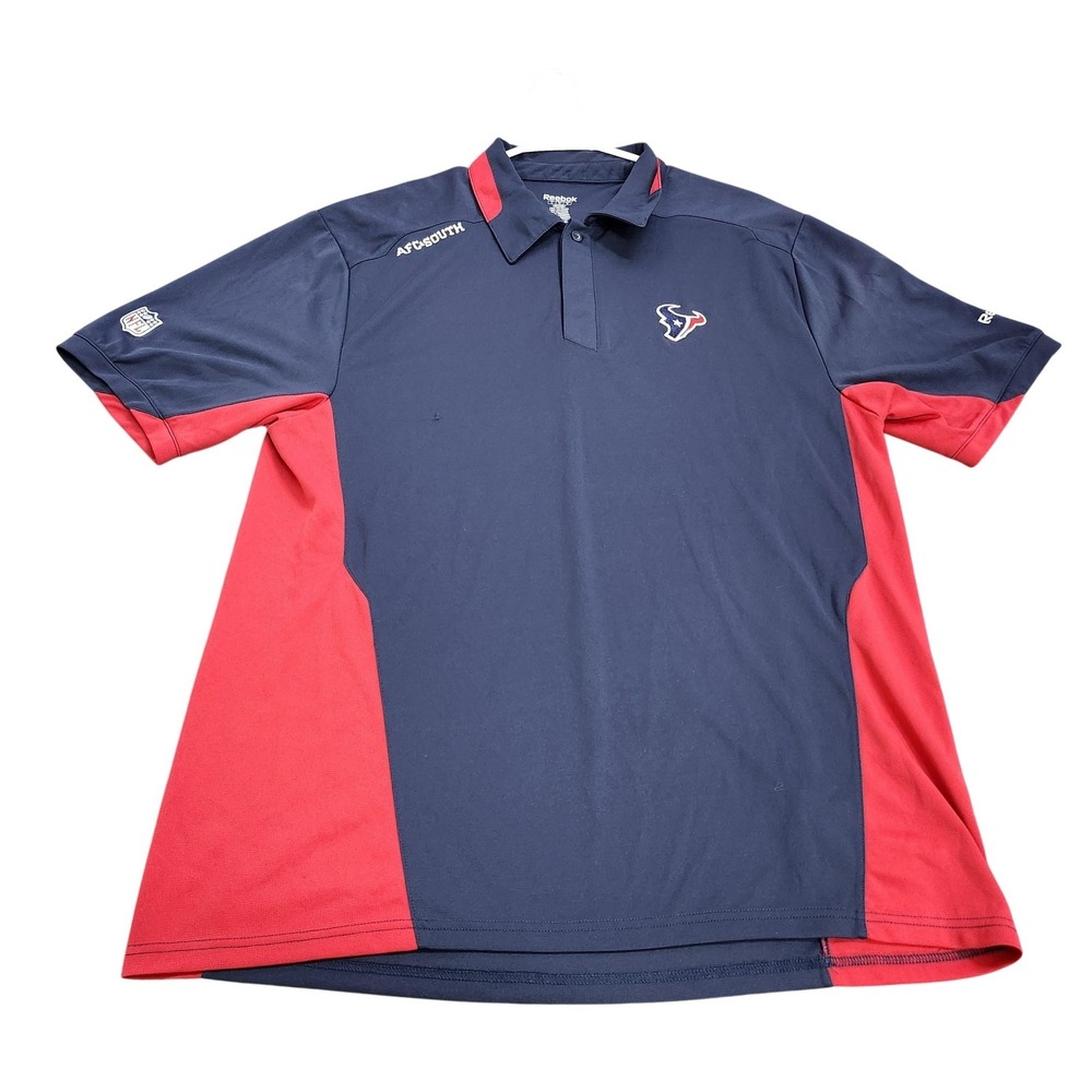 Houston Texans Polo Shirt Mens Large Blue NFL Football Reebok Play Dry AFC South